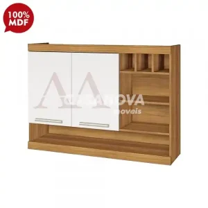 ARMARIO NESHER 2P ABRIR C/ ADEGA BURGUESA PREMIUM 120CM FREIJO / BRANC