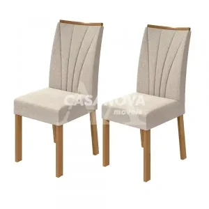 CJ 02 CADEIRAS LOPAS APOGEU TEC/ VELUDO NATURALLE CREME AMENDOA CLEAN