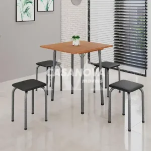 CJ MESA 4 BANQ SOMA LUANA 68X68 QUADRADA PRETO PRATA CINAMOMO