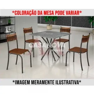 CJ MESA 4C MOVEIS TEIXEIRA ATLANTA QUADRADA 70X70 MARROM C/ RATAN CARV