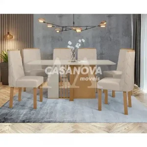 CJ MESA 6C LOPAS ASTRID CANT.COPO CAD ASTRID 170X90 LINHO RINZAI BEGE