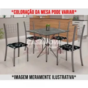 CJ MESA SOMA 4C DANY 70X70 QUADRADA FLORAL CINZA LACA