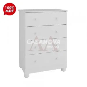 COMODA 4G PEROBA JUNIOR SIMPLES BRANCO BRILHO