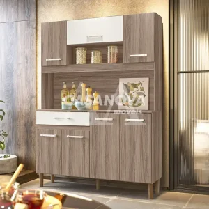 KIT 7P 1G NICIOLI MAGAZIN 120 CARVALHO NATURE / OFF WHITE CRISTAL