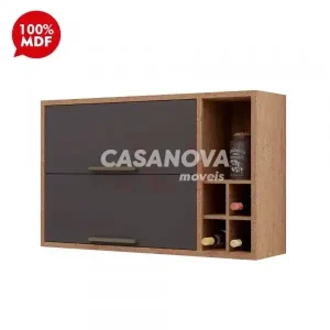 ARMARIO RONIPA 2P. ABRIR C/ ADEGA SYRAH 120CM CASTANHO / CHUMBO