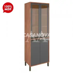 PANELEIRO CRISTALEIRA RONIPA REFLECTA SYRAH 220CM CASTANHO / CHUMBO