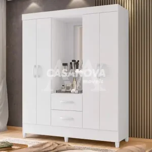 ROUPEIRO 2G 4P. ABRIR C/ ESPELHO ALBATROZ MOBI CAPELINHA BRANCO FOSCO