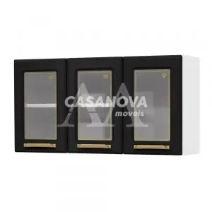 ARMARIO TELASUL TRIPLO MEDIO 3P C/V DIAMANTE NEW BRANCO / PRETO 818007
