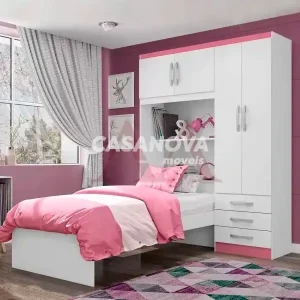 ROUPEIRO 4P. ABRIR 3G C/ CAMA MX LISBOA BRANCO / PINK