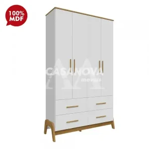 ROUPEIRO 4P. ABRIR 4G PEROBA GUTI RETRO BRANCO BRILHO/AMENDOA