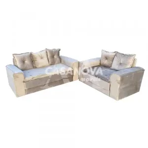 CJ ESTOFADO BOMFLEX 2/3 LUGARES HAITI BEGE VELUDO INCA 16