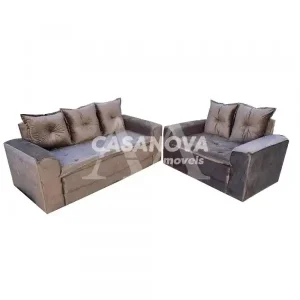 CJ ESTOFADO BOMFLEX 2/3 LUGARES HAITI CHOCOLATE VELUDO INCA 17