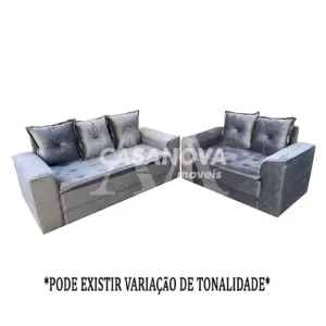 CJ ESTOFADO BOMFLEX 2/3 LUGARES HAITI CINZA VELUDO INCA 10