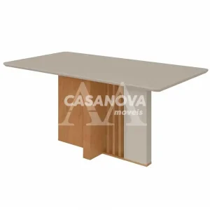 MESA LOPAS ASTRID 160X80 CANT.COPO C/VIDRO AMENDOA CLEAN/OFF WHITE