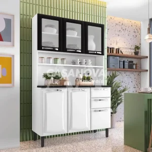 KIT 6P 2G ITATIAIA PRATIKA 120CM BRANCO/PRETO 1819