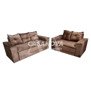 CJ ESTOFADO BOMFLEX 2/3 LUGARES HAITI CARAMELO ASTECA VELUDO INCA 05