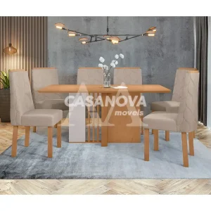 CJ MESA 6C LOPAS ASTRID CANT.COPO CAD ASTRID 160X80 LINHO RINZAI BEGE