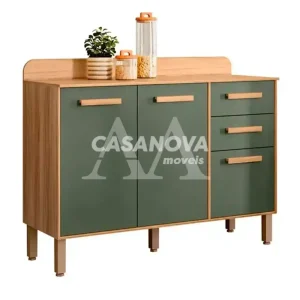 BALCAO NICIOLI 2P 3G MARIA FLOR 120 FREIJO / VERDE