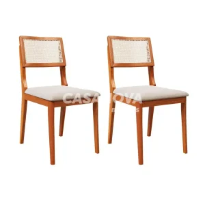 CJ 02 CADEIRAS AGN LETICIA TELA MADEIRA/LINHO