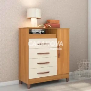 COMODA 4G 1P. ABRIR ALBATROZ TURQUESA CARVALHO GRIFE / OFF WHITE