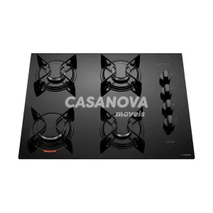 FOGAO  4B ATLAS COOKTOP  UTOP MESA VIDRO ESMALTADO VP GAS PRETO