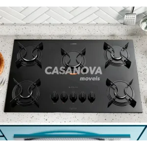 FOGAO  5B ATLAS COOKTOP  UTOP MESA VIDRO ESMALTADO VP GAS PRETO