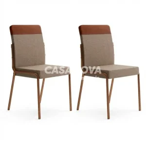 CJ 02 CADEIRAS CARRARO DUO 1739 COURINO CARAMELO C/ TUBO ROSE