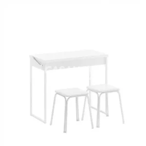 MESA CARRARO DOBRAVEL 1590 C/2 BANQUETAS BRANCO C/TUBO BRANCO