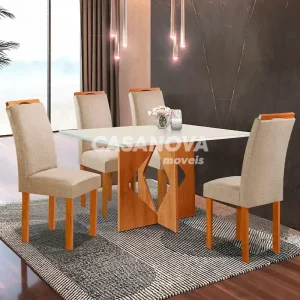 CJ MESA 4C CEL MOVEIS MILAO RETANGULAR 120X80 TAMPO LONDRES PLUS C/VDO