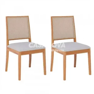 CJ 02 CADEIRAS CIMOL BURITI NATUAME MADEIRA/LINHO CINZA