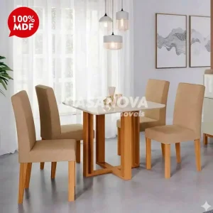 CJ MESA 4C CIMOL FLORA QUADRADA 94X94 NATURE / OFF WHITE / GENGIBRE