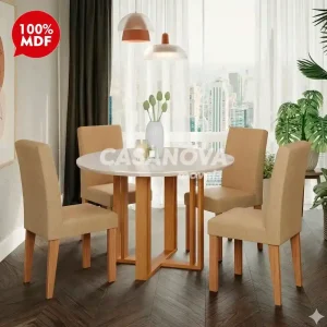 CJ MESA 4C CIMOL FLORA REDONDA 109X109  NATURE / OFF WHITE / GENGIBRE