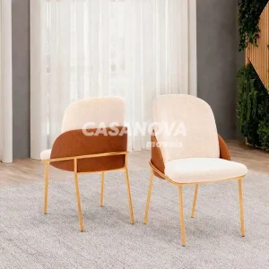 CJ 4 CADEIRAS DJ VITTA TEC/ BOUCLE PEROLA/TERRACOTA