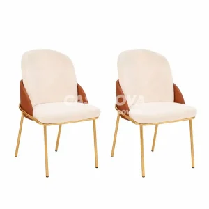 CJ 6 CADEIRAS DJ VITTA TEC/ BOUCLE PEROLA/TERRACOTA