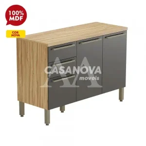 BALCAO RONIPA 3P 2G NAPOLI PRIME 120CM AMENDOA/CHUMBO