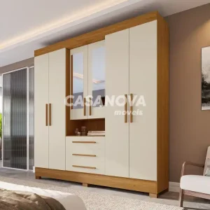 ROUPEIRO 6P ABRIR 3G ACP DEBORA CAPELINHA C/ESPELHO CINAMOMO/OFF WHITE